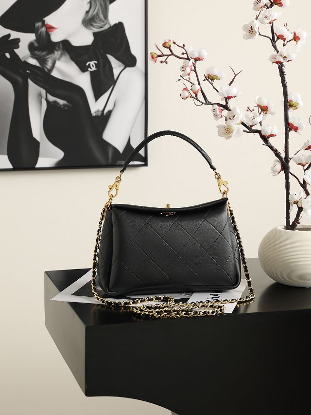 CC lambskin small hobo bag AS6255 black