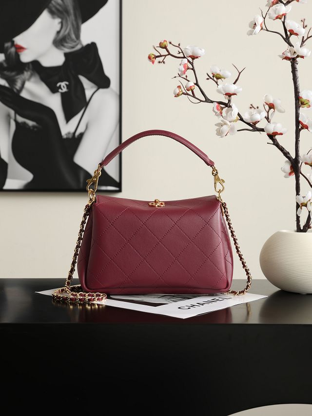 CC lambskin small hobo bag AS6255 bordeaux