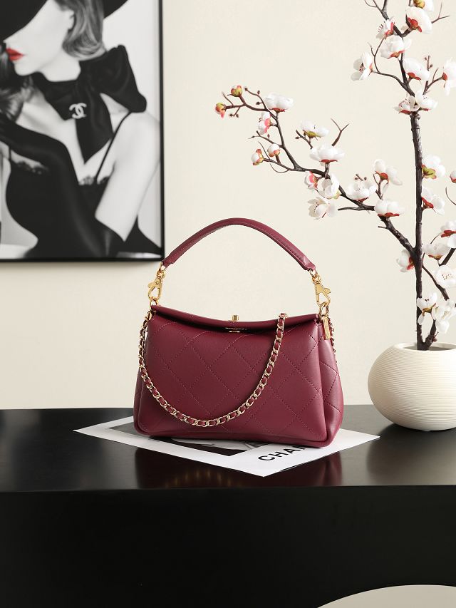 CC lambskin small hobo bag AS6255 bordeaux