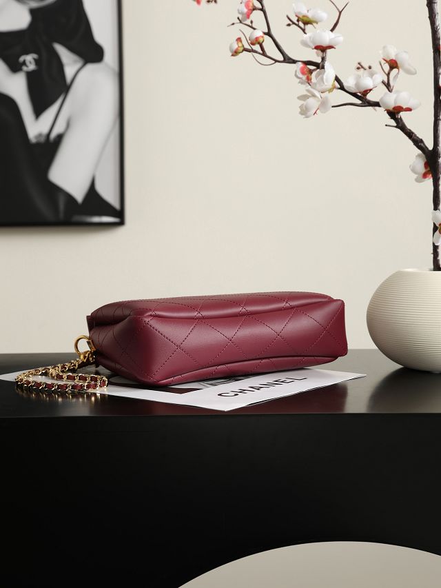CC lambskin small hobo bag AS6255 bordeaux