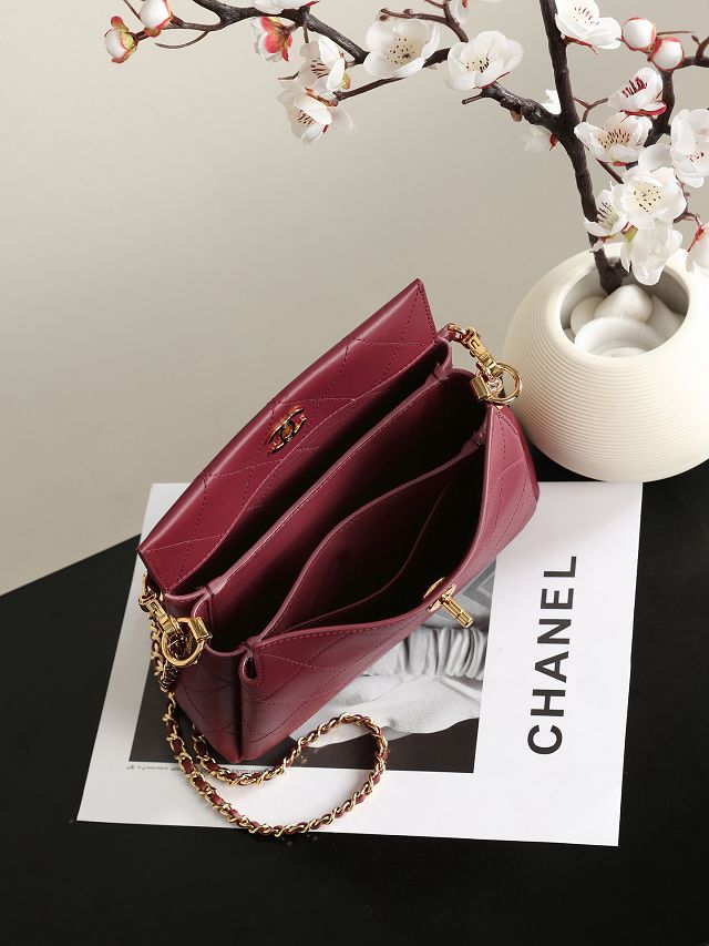 CC lambskin small hobo bag AS6255 bordeaux