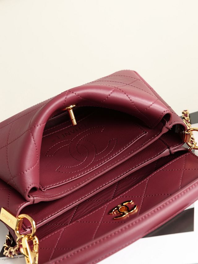 CC lambskin small hobo bag AS6255 bordeaux