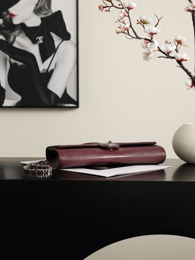 CC lizard calfskin clutch with chain AP5280 