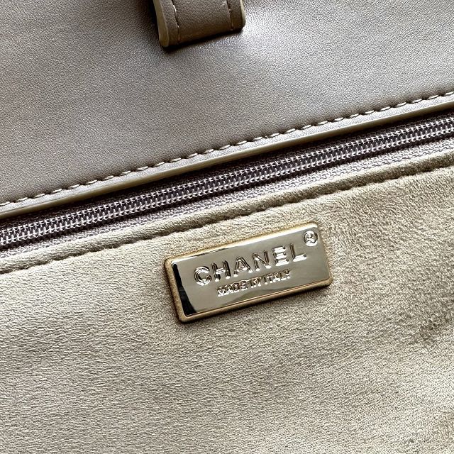 CC suede calfskin maxi flap bag A01111 apricot