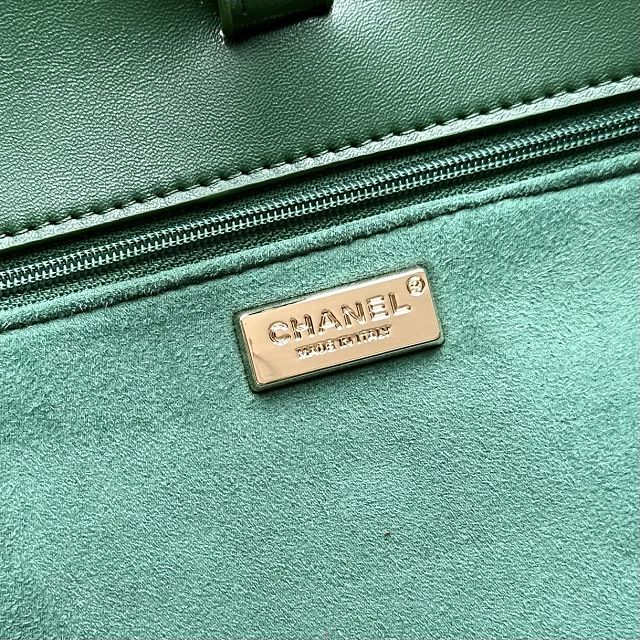 CC suede calfskin maxi flap bag A01111 green