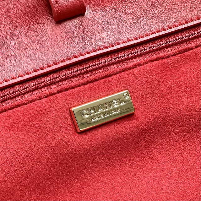 CC suede calfskin maxi flap bag A01111 red