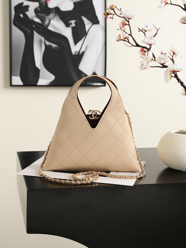 CC calfskin small shopping bag AS6392 beige