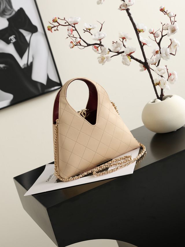 CC calfskin small shopping bag AS6392 beige