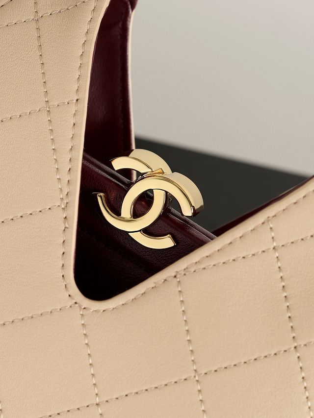 CC calfskin small shopping bag AS6392 beige