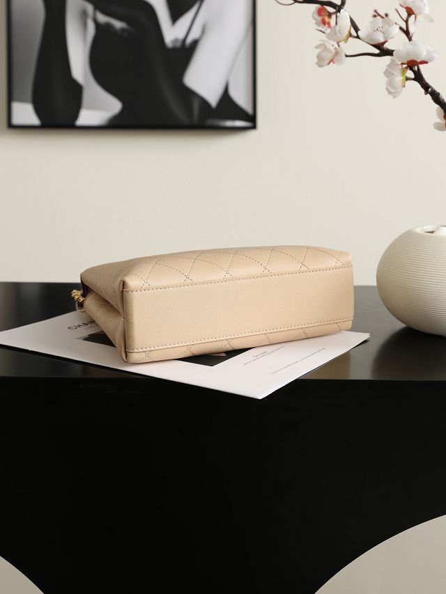CC calfskin small shopping bag AS6392 beige
