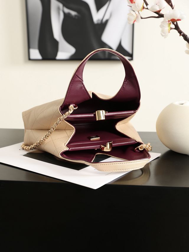 CC calfskin small shopping bag AS6392 beige