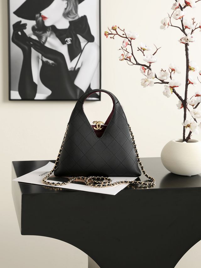 CC calfskin small shopping bag AS6392 black