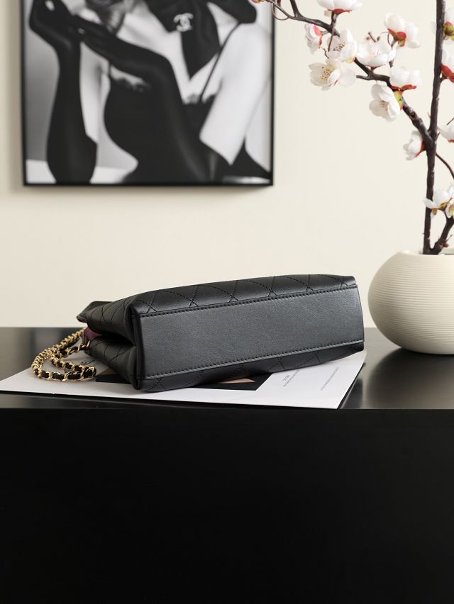 CC calfskin small shopping bag AS6392 black