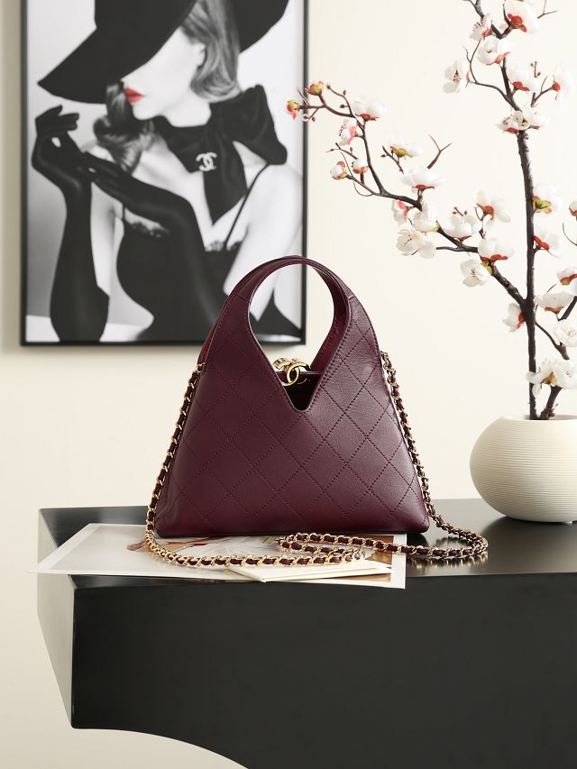 CC calfskin small shopping bag AS6392 bordeaux