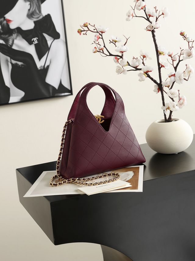 CC calfskin small shopping bag AS6392 bordeaux
