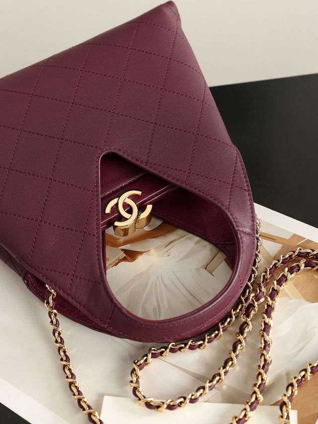 CC calfskin small shopping bag AS6392 bordeaux