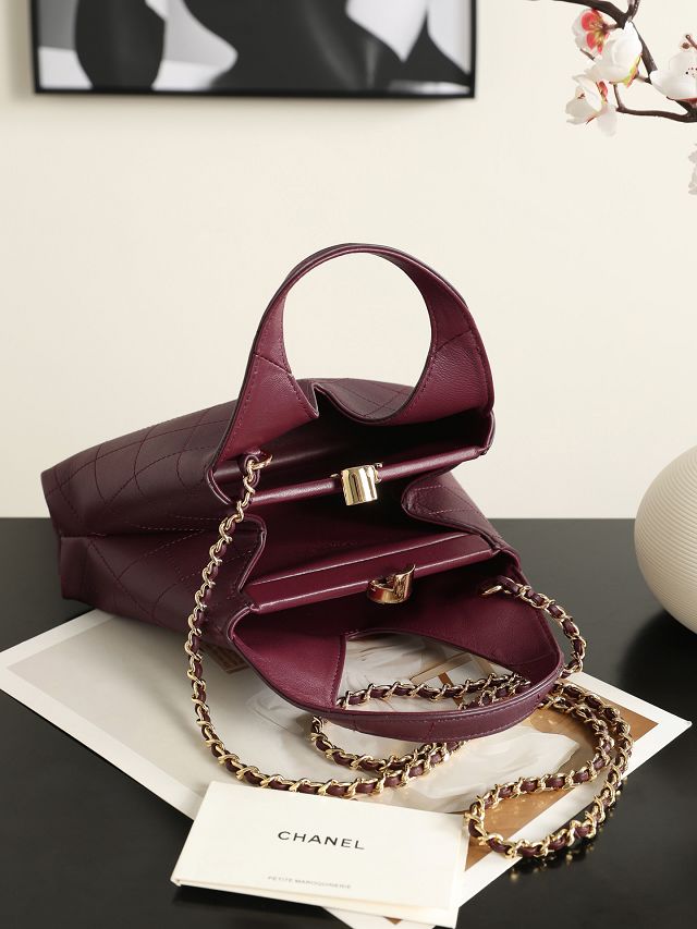 CC calfskin small shopping bag AS6392 bordeaux