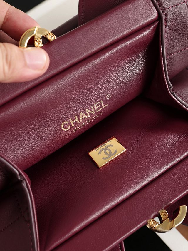 CC calfskin small shopping bag AS6392 bordeaux