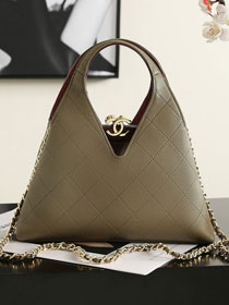 CC calfskin small shopping bag AS6392 khaki green