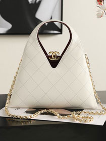 CC calfskin small shopping bag AS6392 white