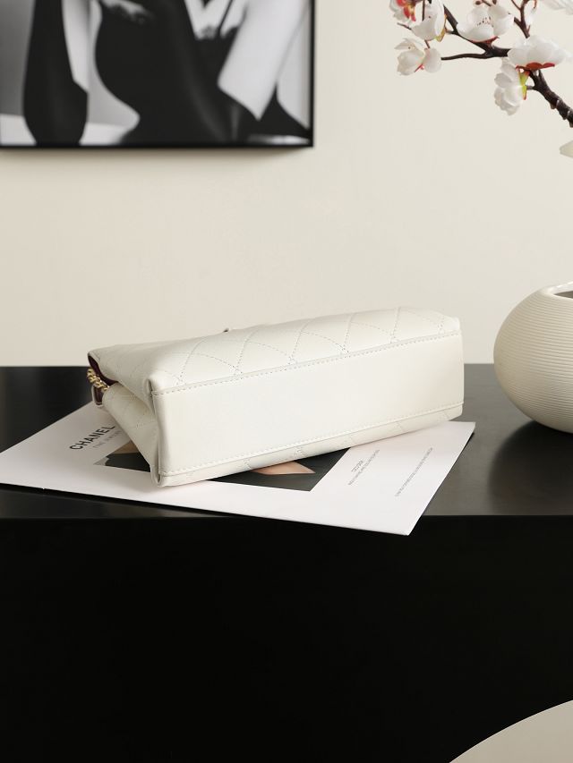CC calfskin small shopping bag AS6392 white
