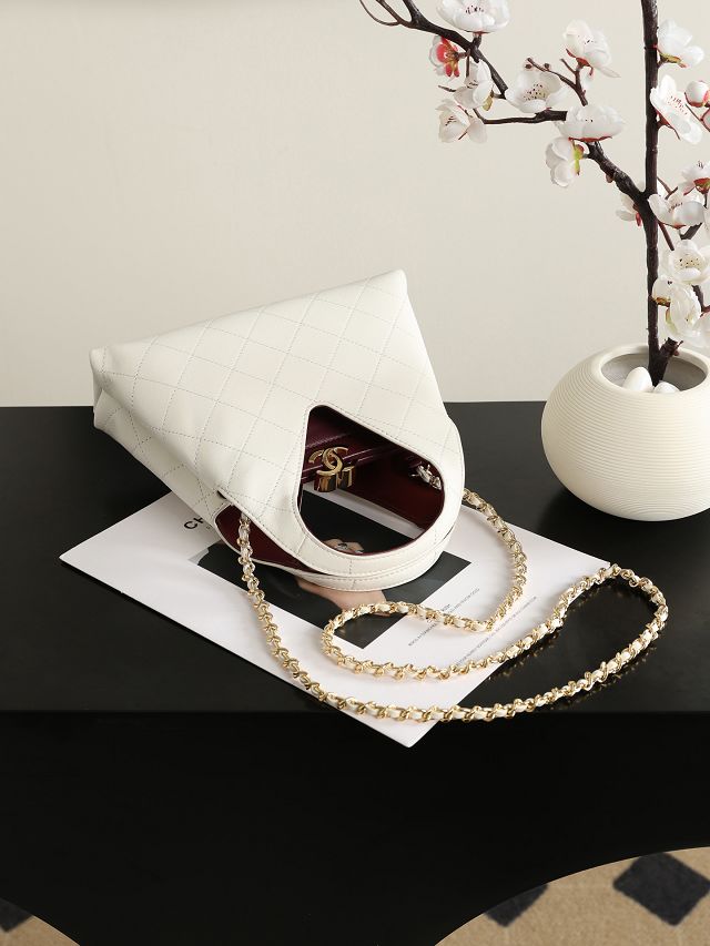 CC calfskin small shopping bag AS6392 white