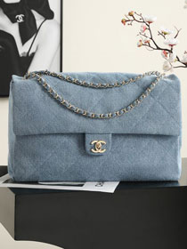 CC denim maxi flap bag AS6234 blue