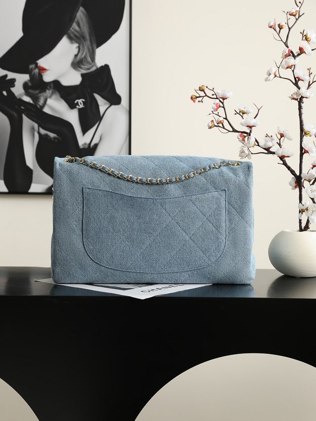 CC denim maxi flap bag AS6234 blue