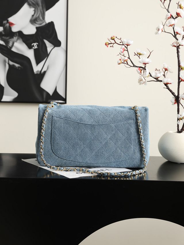 CC denim maxi flap bag AS6281 blue