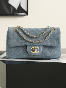 CC denim mini flap bag AS6281 blue