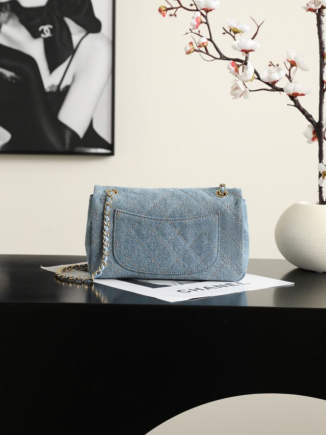 CC denim mini flap bag AS6281 blue