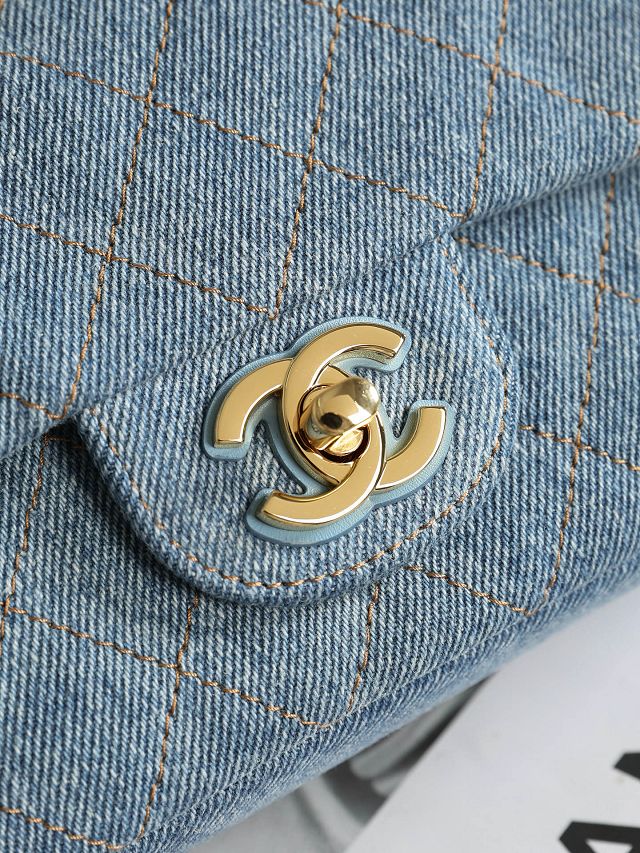 CC denim mini flap bag AS6281 blue
