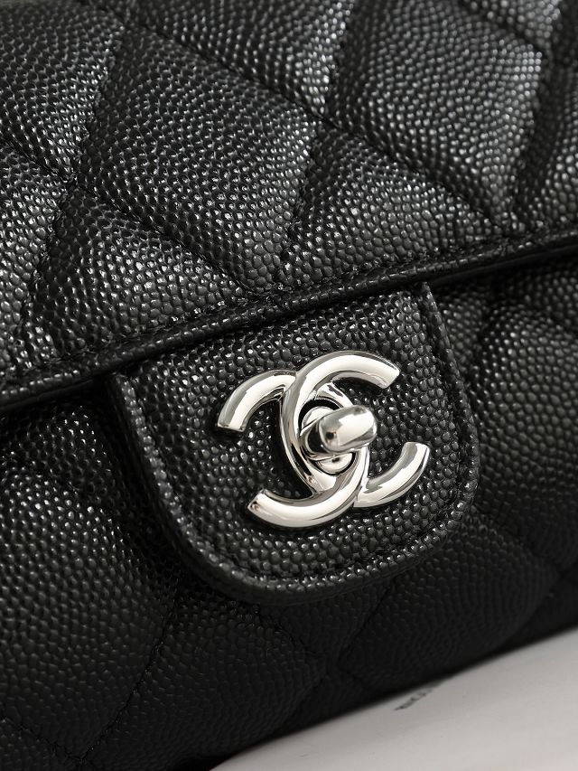 CC grained calfskin clutch with chain AP5280 black