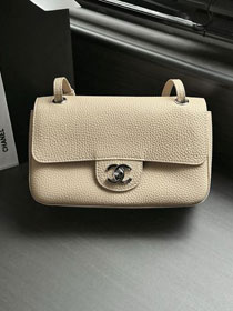 CC grained calfskin mini flap bag AS6573 beige