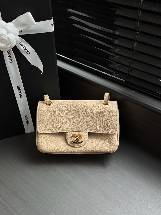 CC grained calfskin mini flap bag AS6573 beige