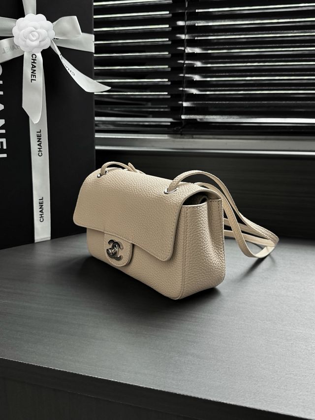 CC grained calfskin mini flap bag AS6573 beige