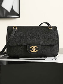 CC grained calfskin mini flap bag AS6573 black