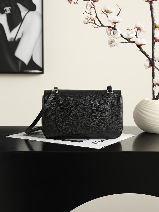 CC grained calfskin mini flap bag AS6573 black