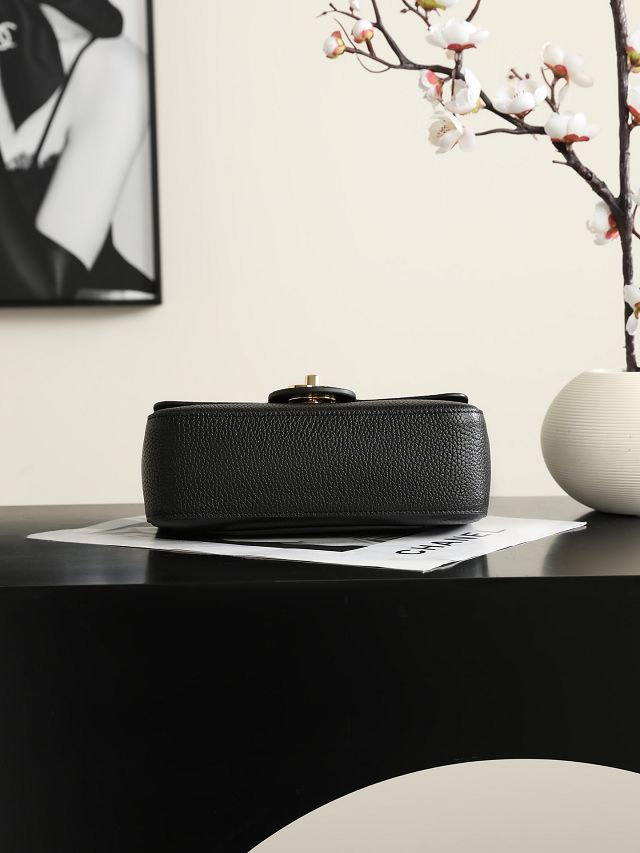 CC grained calfskin mini flap bag AS6573 black