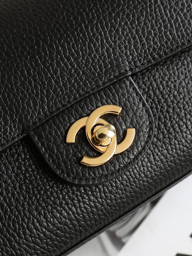 CC grained calfskin mini flap bag AS6573 black