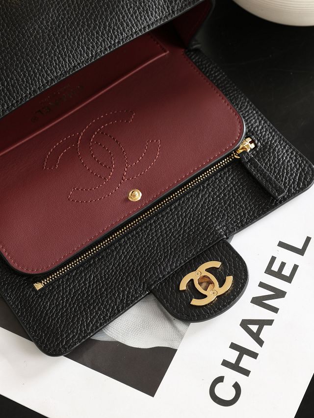 CC grained calfskin mini flap bag AS6573 black