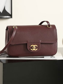 CC grained calfskin mini flap bag AS6573 bordeaux