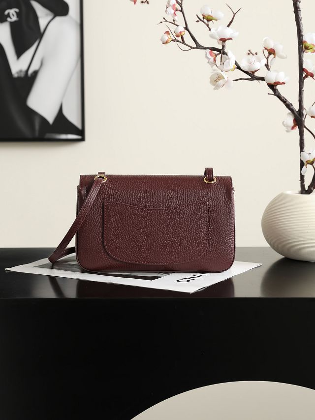 CC grained calfskin mini flap bag AS6573 bordeaux
