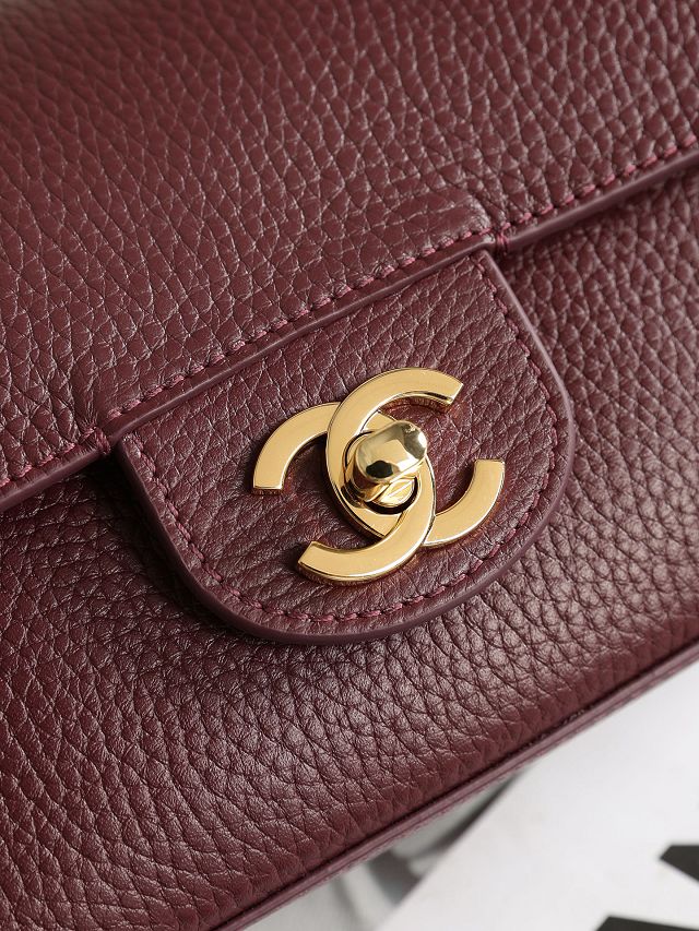 CC grained calfskin mini flap bag AS6573 bordeaux
