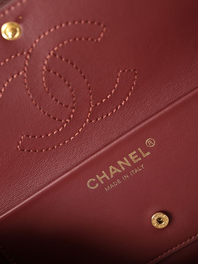 CC grained calfskin mini flap bag AS6573 bordeaux