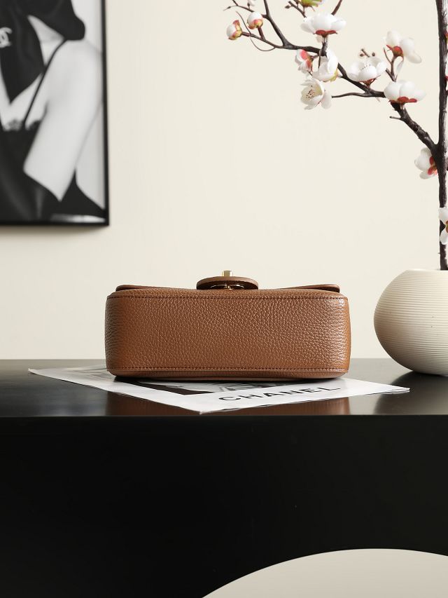 CC grained calfskin mini flap bag AS6573 brown