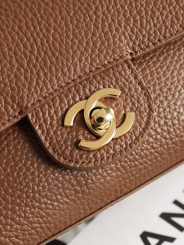 CC grained calfskin mini flap bag AS6573 brown