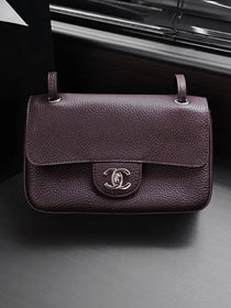 CC grained calfskin mini flap bag AS6573 dark brown