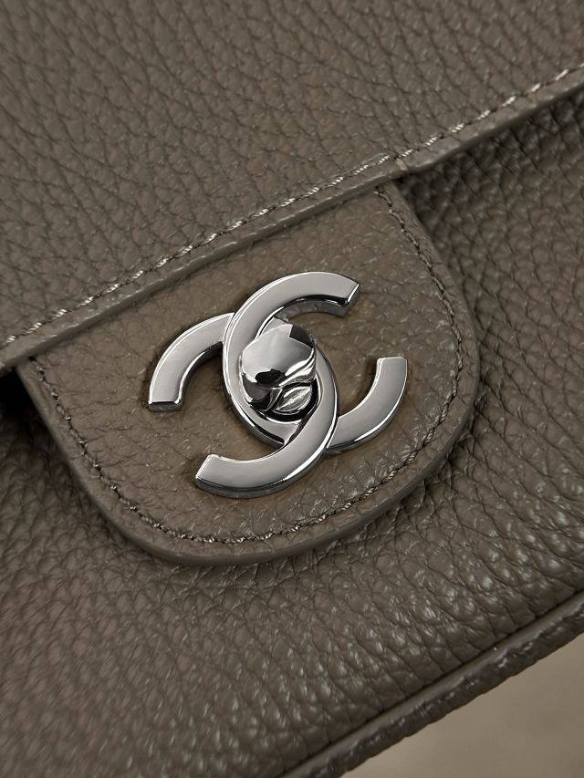 CC grained calfskin mini flap bag AS6573 dark khaki