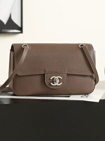 CC grained calfskin mini flap bag AS6573 light brown